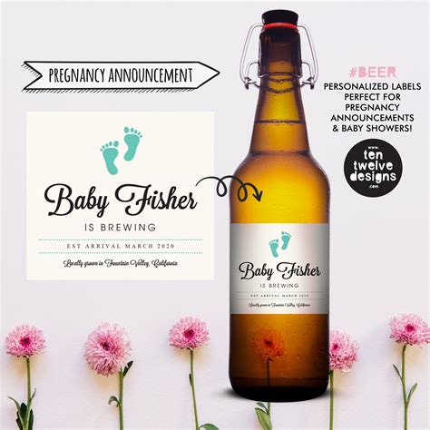 Baby Is Brewing Pregnancy Announcement Beer Bottle Label Etsy Uk