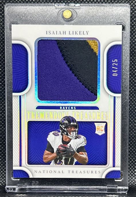 Panini National Treasures Isaiah Likely Rookie Card Ravens Rc