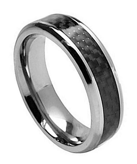 7mm Titanium With Black Carbon Fiber Inlay Wedding Band Ring For Men Or Ladies