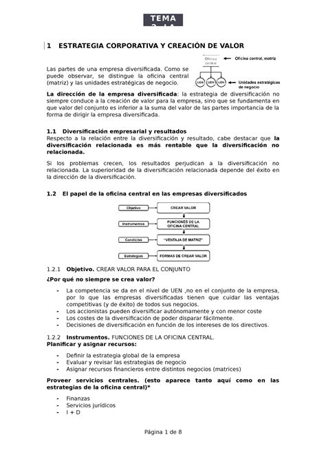 TEMA 2 APUNTES DEPE II TEMA 2 1 ESTRATEGIA CORPORATIVA Y CREACIÓN