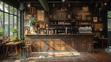 Rustic Coffee Shop Interior | Premium AI-generated image