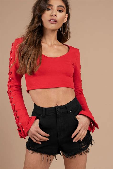 The Knot Sorry Pink Lace Up Crop Top Designed By Tobi Features A Soft