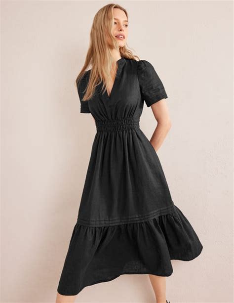 Pintuck Detail Midi Dress Black Boden Us