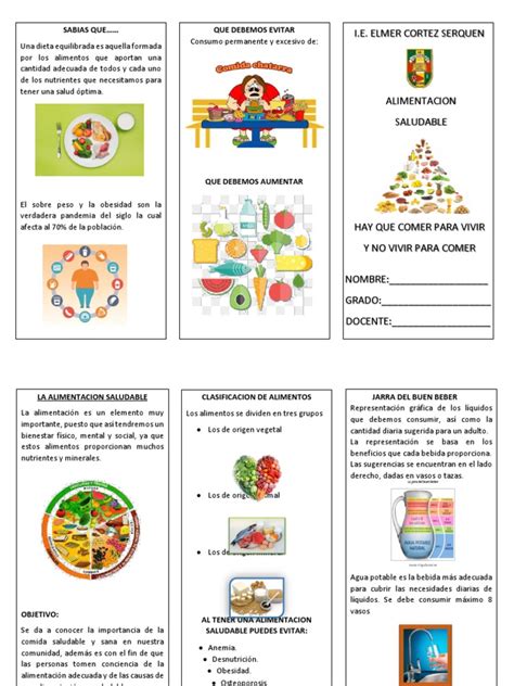 Triptico De Comida Saludable Dieta Alimentos Prueba Gratuita De