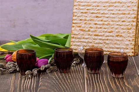 Kosher Passover Cuisine Prepared For Ritual Blessings Matzah Bread