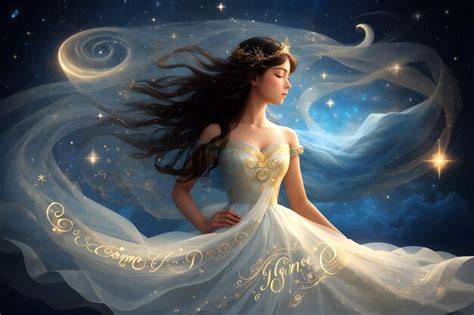 Premium Photo A Beautiful Angel Wear White Dreass With Sky Moon Star