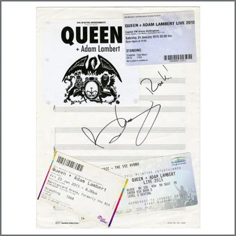 B37327 Brian May Autograph Queen With Adam Lambert 2015 Concert