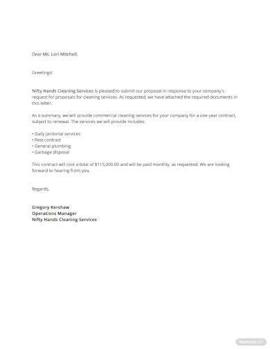 Free Sample Cleaning Proposal Letter Templates In Pdf Ms Word