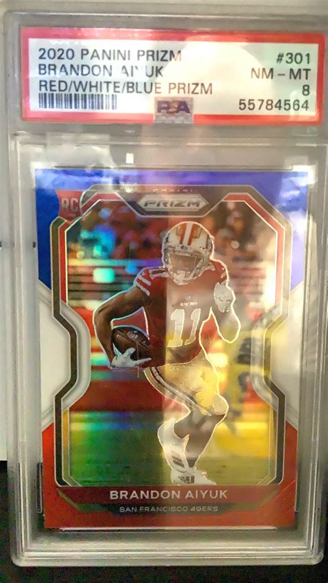 2020 Panini Prizm 301 Brandon Aiyuk Red White Blue Prizm PSA 8 GameStop