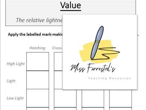 Art Value Scale Template | Teaching Resources