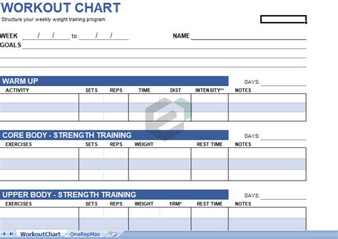 Free 14 Sample Workout Chart Templates In Pdf Ms Word Excel Ponasa