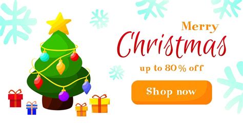 Merry Christmas celebration sale banner template. Colorful winter ...