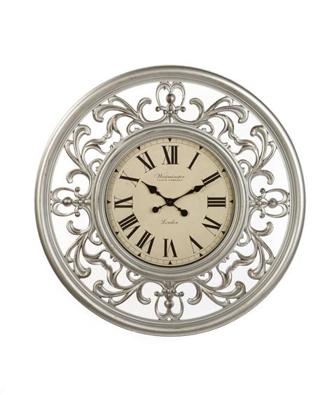 Silver Floral Frame Wall Clock Foter