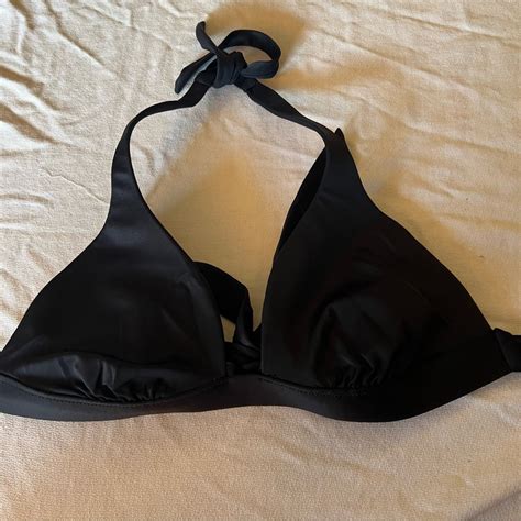 Victorias Secret Black Halter Bikini Bra Size Large Gem