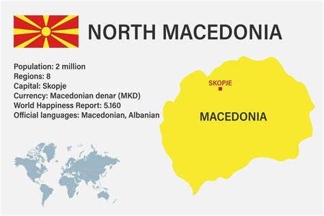 Muy Detallado Macedonia Mapa Con Bandera Capital Y Peque O Mapa De El