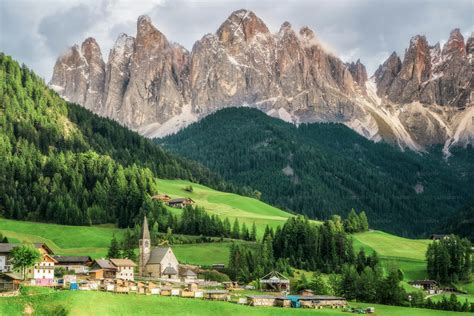 dolomites italy landscape  santa maddalena  st magdalena village