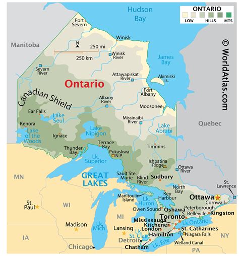 ontario canada cities map