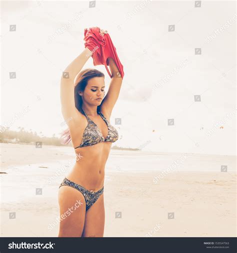 Sexy Fit Girl Bikini On Tropical Shutterstock