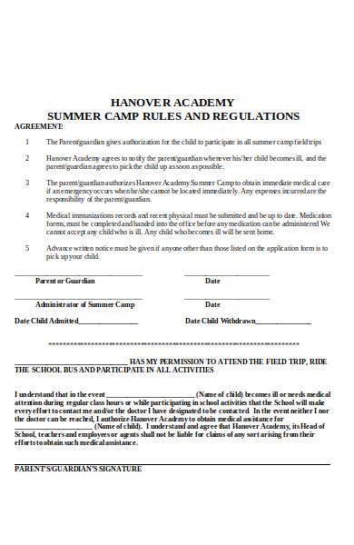 Free Summer Camp Application Forms In Pdf Ms Word Xls