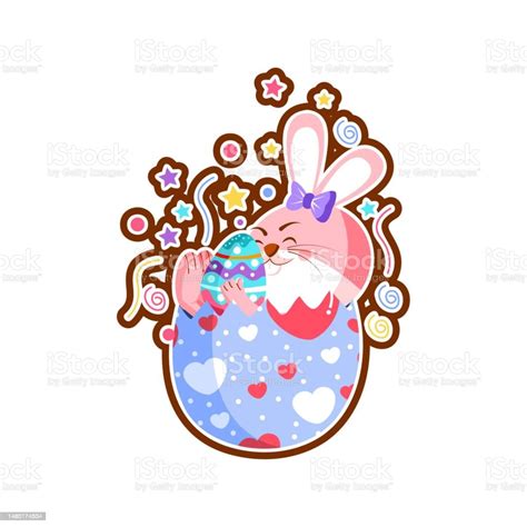 Vector Cartoon Cute Easter Rabbit Isolated Illustration Stock