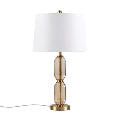 Everly Quinn Roxanne Modern Faceted Glass Table Lamp With W Led Bulb