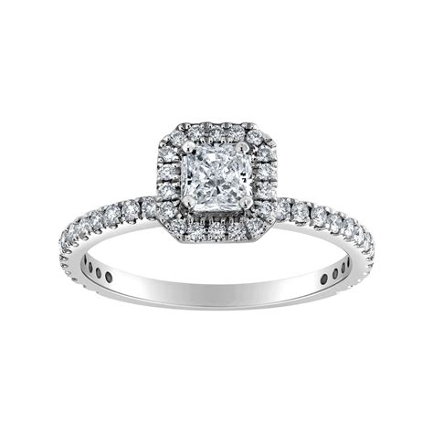 Auriya 14k White Gold Lab Grown Halo Square Radiant Diamond Engagement Overstock