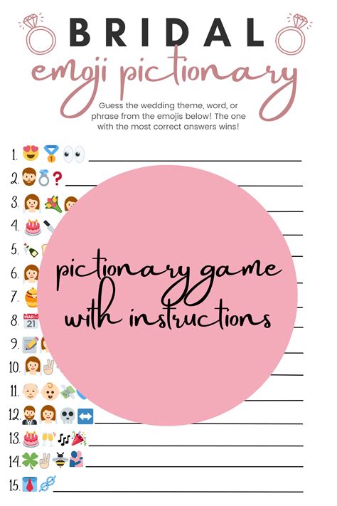 Bridal Emoji Pictionary Bridal Shower Game Etsy