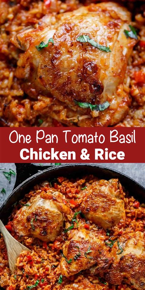 One Pan Tomato Basil Chicken Rice Recipe Cucinadeyung