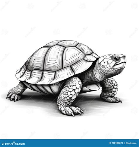 Realistic Tortoise Drawing on White Background Stock Illustration - Illustration of detailed ...