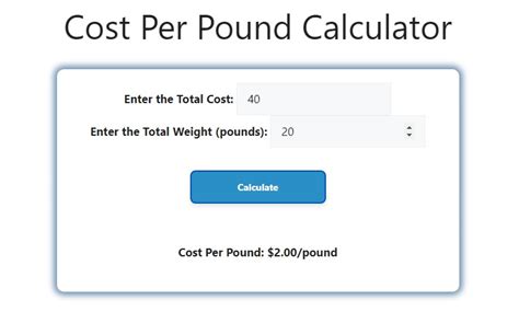 Cost Per Pound Calculator Savvy Calculator