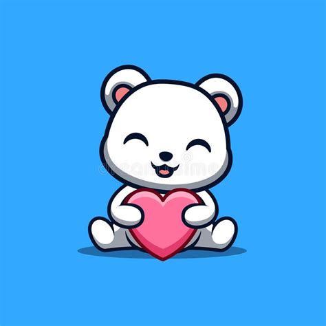 Ursinho Polar Sentado Amor Bonitinho Criativo Kawaii Cartoon Mascot