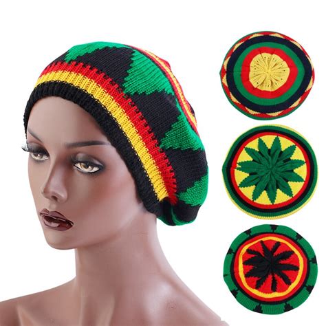 Beret Knitted Cap For Mens Women Jamaican Rasta Knit Beanie Hat