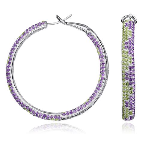 Peridot And Amethyst Hoop Earrings In Sterling Silver Blue Nile