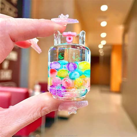 Kawaii Liquid Keychain Oil Floating Rainbow Liquid Boba Key Chain Keyring Diy Bag Accessories