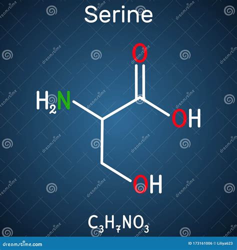 Serine Chemical Structure Vector Illustration Hand Drawn