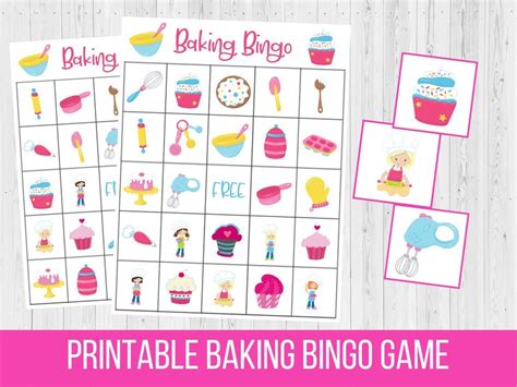 Printable Baking Bingo Game Girl Birthday Party Digital Etsy