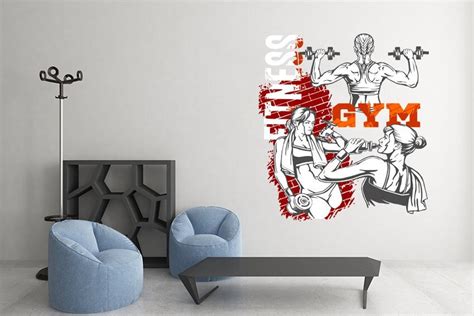 Gym Wall Decal Home Gym Decor Muscle Wall Art Fitness Center Etsy