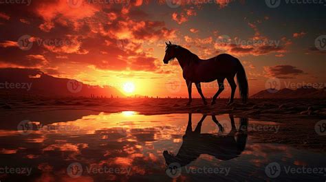 Sunset horse silhouette 27446949 Stock Photo at Vecteezy