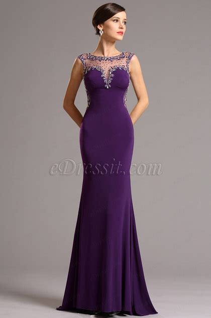 Elegant Purple Formal Gown With Illusion Sweetheart Neck 36161006