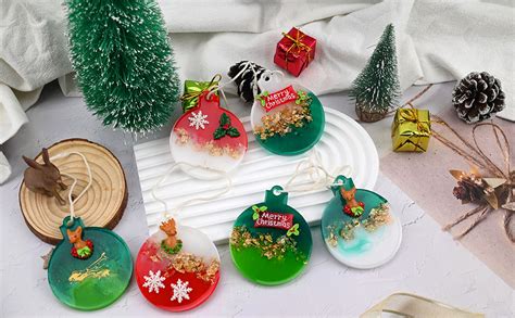 Christmas Resin Molds 6 Pcs Christmas Ornaments Resin Molds Round