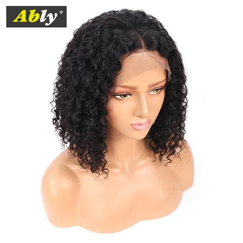 Ably Curly Human Hair Wig Brazilian Bob Wig 13x4 Lace Front Human Hair