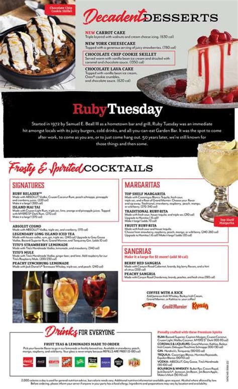 Ruby Tuesday Menu In Dumfries Virginia Usa