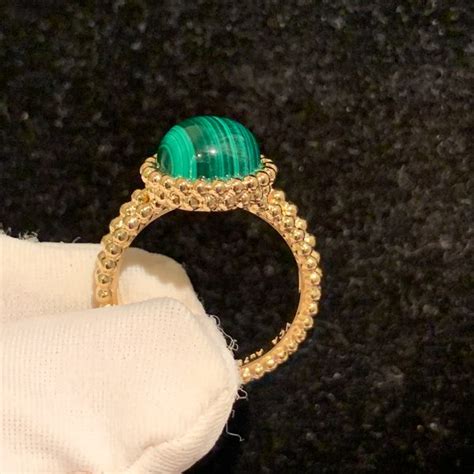 Van Cleef Arpels 18k Yellow Gold Perlee Couleurs Malachite Ring