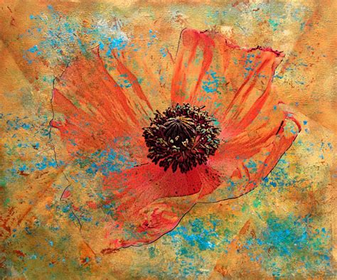 Poppy Wall Art Print Orange Flower Colorful Home Decor Art Mixed