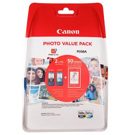 Cartucho De Tinta Original Canon PG 560XL CL 561XL 50 Hojas De Papel