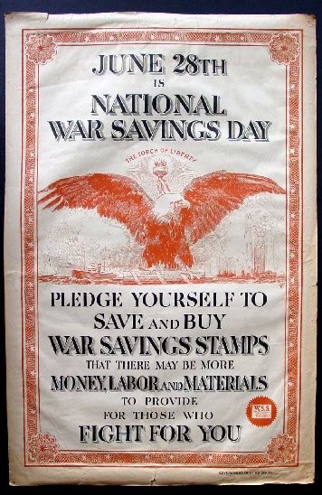 June 28th National War Savings Day Ww1 Poster