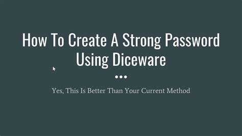 Create A Passphrase With Diceware Youtube