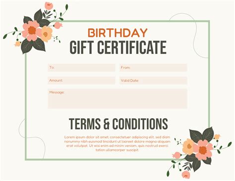 Purple and Pink Birthday Gift Certificate Template - Word | Google Docs | Adobe Illustrator ...