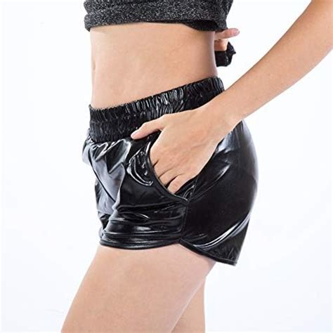 Chowsir Women Metallic Sparkly Shiny Shorts Hot Yoga Outfit High Waist Party Night Club Shorts