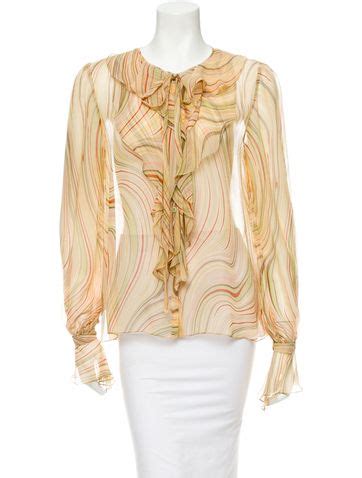 Oscar De La Renta Top Top Outfits Printed Chiffon Tops Tops